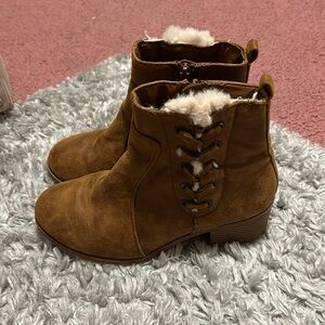 Suede furry booties